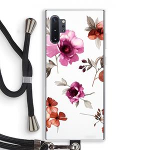 CaseCompany Geschilderde bloemen: Samsung Galaxy Note 10 Plus Transparant Hoesje met koord
