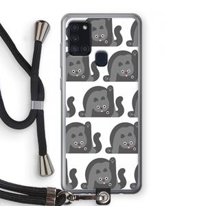 CaseCompany Cats: Samsung Galaxy A21s Transparant Hoesje met koord