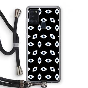 CaseCompany Eyes pattern: Samsung Galaxy A21s Transparant Hoesje met koord