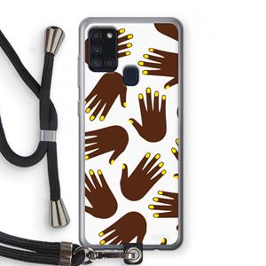 CaseCompany Hands dark: Samsung Galaxy A21s Transparant Hoesje met koord