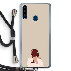 CaseCompany I drink wine: Samsung Galaxy A20s Transparant Hoesje met koord