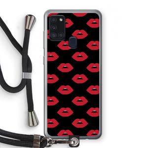 CaseCompany Lips: Samsung Galaxy A21s Transparant Hoesje met koord