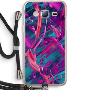 CaseCompany Pink Clouds: Samsung Galaxy J3 (2016) Transparant Hoesje met koord
