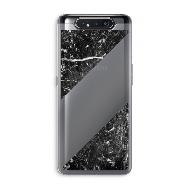 CaseCompany Zwart marmer: Samsung Galaxy A80 Transparant Hoesje