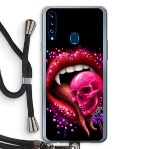 CaseCompany Dodelijk zoet: Samsung Galaxy A20s Transparant Hoesje met koord