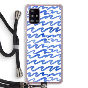 CaseCompany Blauwe golven: Samsung Galaxy A51 5G Transparant Hoesje met koord