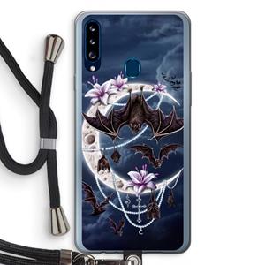 CaseCompany Vleermuizen Maan: Samsung Galaxy A20s Transparant Hoesje met koord