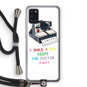 CaseCompany Smile: Samsung Galaxy A21s Transparant Hoesje met koord