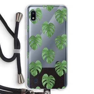 CaseCompany Monstera leaves: Samsung Galaxy A10 Transparant Hoesje met koord