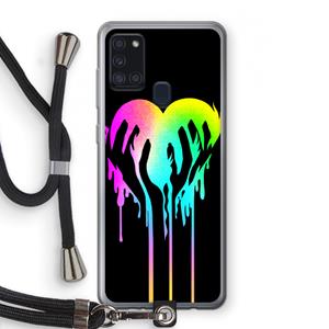CaseCompany Hold My Heart: Samsung Galaxy A21s Transparant Hoesje met koord