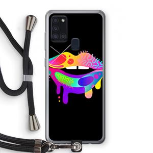 CaseCompany Lip Palette: Samsung Galaxy A21s Transparant Hoesje met koord