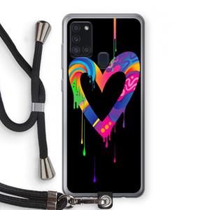 CaseCompany Melts My Heart: Samsung Galaxy A21s Transparant Hoesje met koord
