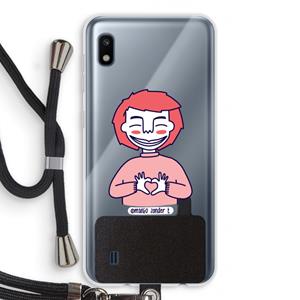 CaseCompany Hartje: Samsung Galaxy A10 Transparant Hoesje met koord