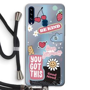 CaseCompany Positivity: Samsung Galaxy A20s Transparant Hoesje met koord