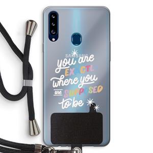 CaseCompany Right Place: Samsung Galaxy A20s Transparant Hoesje met koord