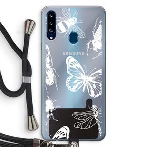 CaseCompany Tiny Bugs: Samsung Galaxy A20s Transparant Hoesje met koord