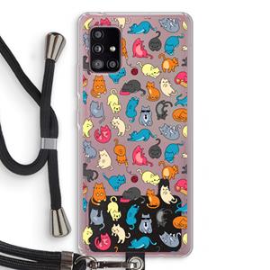 CaseCompany Kleurrijke katten: Samsung Galaxy A51 5G Transparant Hoesje met koord