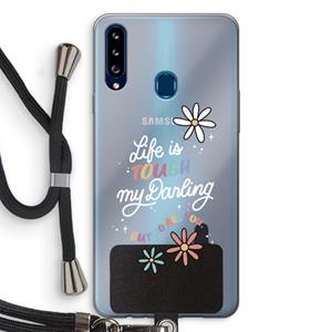 CaseCompany Tough Life: Samsung Galaxy A20s Transparant Hoesje met koord