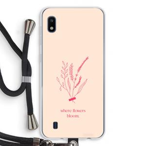 CaseCompany Where flowers bloom: Samsung Galaxy A10 Transparant Hoesje met koord