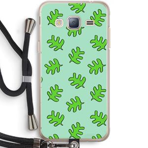 CaseCompany Groene blaadjes: Samsung Galaxy J3 (2016) Transparant Hoesje met koord