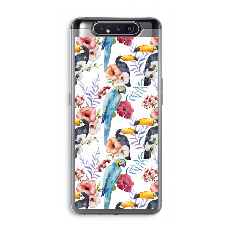 CaseCompany Bloemen tukan: Samsung Galaxy A80 Transparant Hoesje