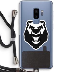 CaseCompany Angry Bear (white): Samsung Galaxy S9 Plus Transparant Hoesje met koord