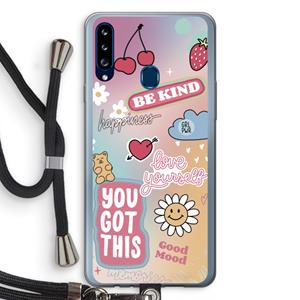 CaseCompany Positivity: Samsung Galaxy A20s Transparant Hoesje met koord