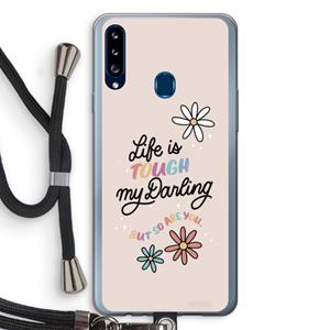 CaseCompany Tough Life: Samsung Galaxy A20s Transparant Hoesje met koord
