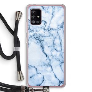 CaseCompany Blauw marmer: Samsung Galaxy A51 5G Transparant Hoesje met koord