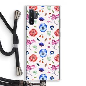 CaseCompany Bloemetjes: Samsung Galaxy Note 10 Plus Transparant Hoesje met koord