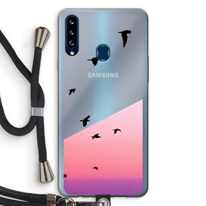 CaseCompany Fly away: Samsung Galaxy A20s Transparant Hoesje met koord