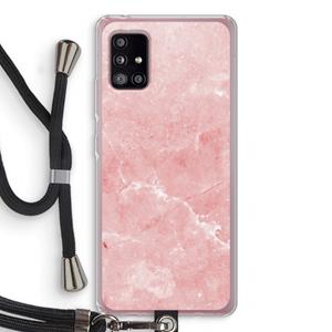 CaseCompany Roze marmer: Samsung Galaxy A51 5G Transparant Hoesje met koord
