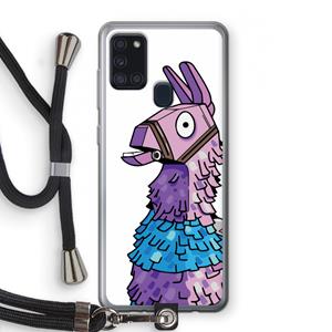 CaseCompany Lama: Samsung Galaxy A21s Transparant Hoesje met koord