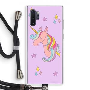 CaseCompany Roze eenhoorn: Samsung Galaxy Note 10 Plus Transparant Hoesje met koord