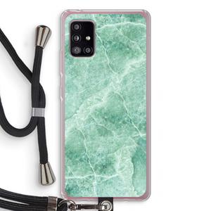 CaseCompany Groen marmer: Samsung Galaxy A51 5G Transparant Hoesje met koord