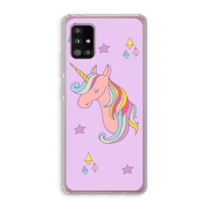 CaseCompany Roze eenhoorn: Samsung Galaxy A51 5G Transparant Hoesje