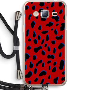 CaseCompany Red Leopard: Samsung Galaxy J3 (2016) Transparant Hoesje met koord