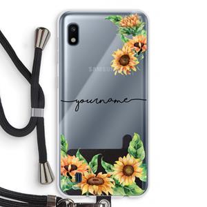 CaseCompany Zonnebloemen: Samsung Galaxy A10 Transparant Hoesje met koord