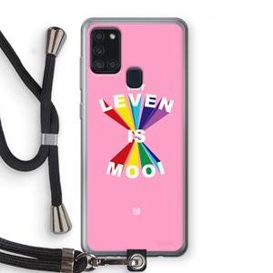 CaseCompany Het Leven Is Mooi: Samsung Galaxy A21s Transparant Hoesje met koord
