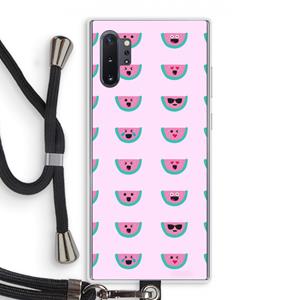 CaseCompany Smiley watermeloenprint: Samsung Galaxy Note 10 Plus Transparant Hoesje met koord