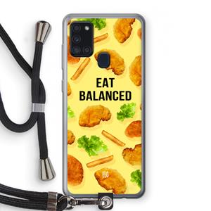 CaseCompany Eat Balanced: Samsung Galaxy A21s Transparant Hoesje met koord