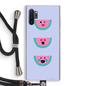 CaseCompany Smiley watermeloen: Samsung Galaxy Note 10 Plus Transparant Hoesje met koord