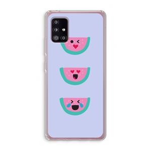 CaseCompany Smiley watermeloen: Samsung Galaxy A51 5G Transparant Hoesje
