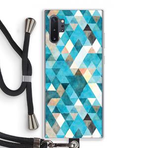 CaseCompany Gekleurde driehoekjes blauw: Samsung Galaxy Note 10 Plus Transparant Hoesje met koord