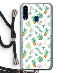 CaseCompany Ananas bladeren: Samsung Galaxy A20s Transparant Hoesje met koord