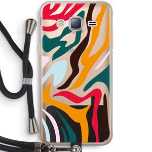 CaseCompany Colored Zebra: Samsung Galaxy J3 (2016) Transparant Hoesje met koord