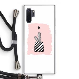 CaseCompany Zwart-wit cactus: Samsung Galaxy Note 10 Plus Transparant Hoesje met koord