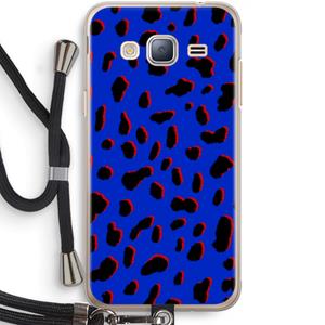 CaseCompany Blue Leopard: Samsung Galaxy J3 (2016) Transparant Hoesje met koord