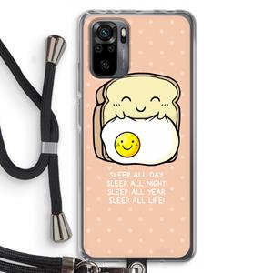 CaseCompany Sleep All Day: Xiaomi Redmi Note 10 Pro Transparant Hoesje met koord