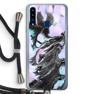 CaseCompany Pastel zwart: Samsung Galaxy A20s Transparant Hoesje met koord